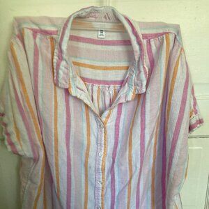 Time & Tru Linen Blend Cap Sleeve Blouse